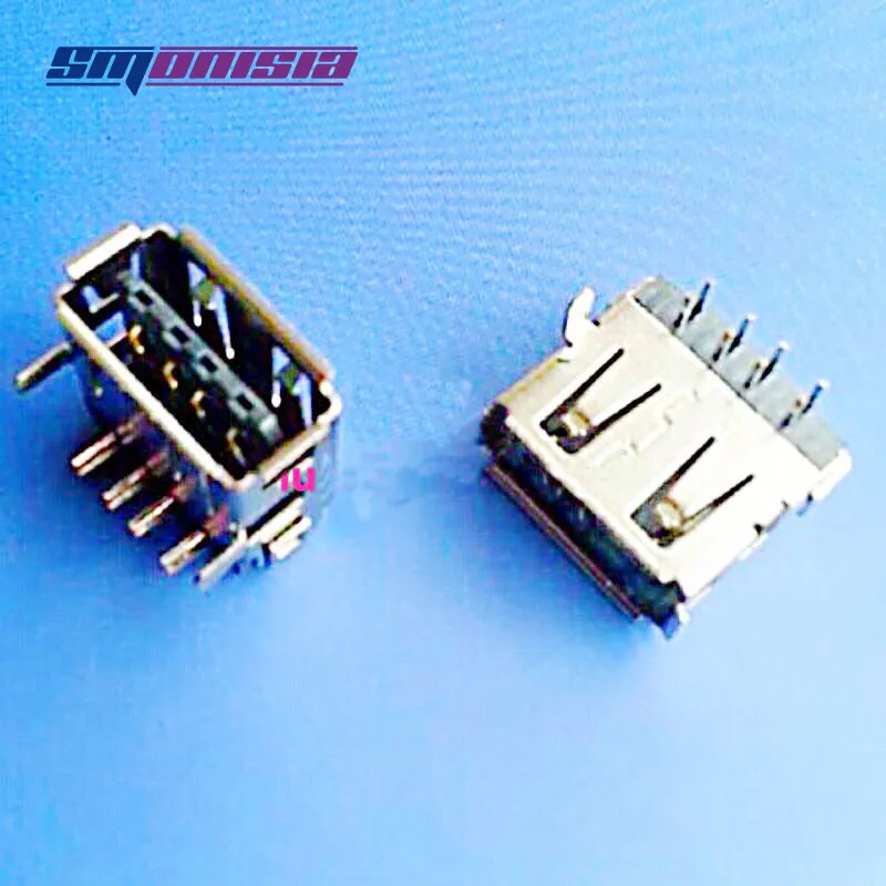 20pcs 2.0 Double sided USB Female Plug 90degrees AF Crimping USB Jack