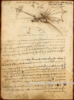 

"Aircraft" Da Vinci manuscript Print Art Vintage Pure cotton Canvas Painting Living Room Wall Picture Decoration Home 30x40 CM
