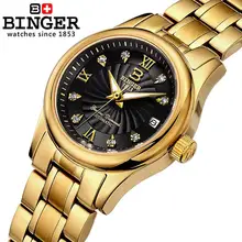 Switzerland BINGER Women’s watches luxury18K gold Mechanical Wristwatches full stainless steel Waterproof Wristwatches B-603L-7