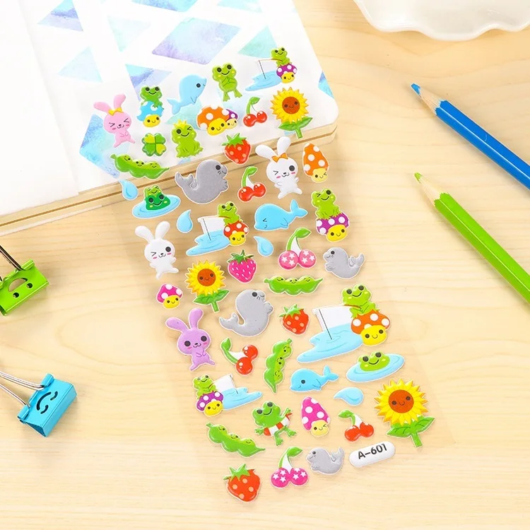 1 шт. новые детские милые Мультяшные водонепроницаемые наклейки для детского сада награда Корея маленькие 3D Пузырьковые наклейки школьные канцелярские принадлежности - Цвет: A601