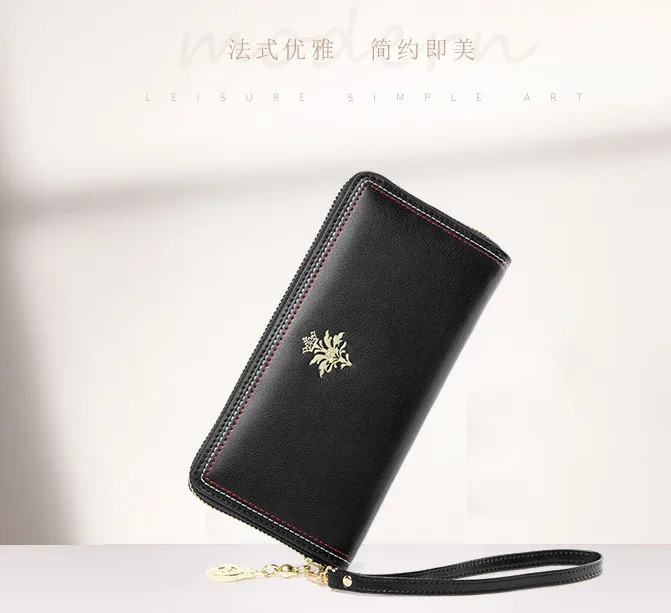 

2 chnage fashion tide soft leather women's wallet simple temperament women's casual B5912 190408 hong