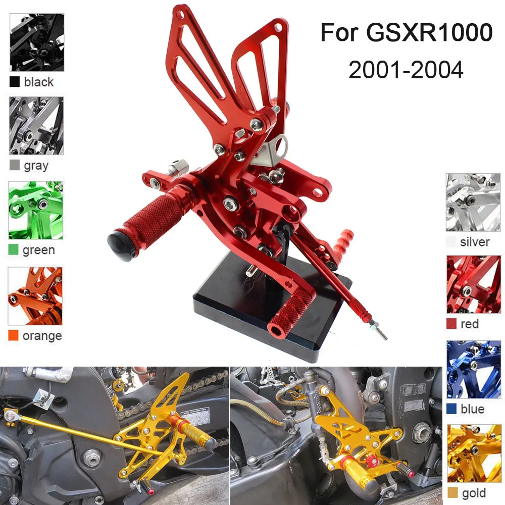 CNC Алюминиевые Регулируемые Задние подножки для Suzuki GSXR1000 GSXR 1000 2001 2002 2003 2004