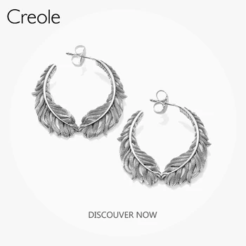 

Hinged Hoops Earrings Feathers,2019 Summer Accessories Fashion Jewelry 925 Sterling Silver Ethnic Daily Basics Gift For Women