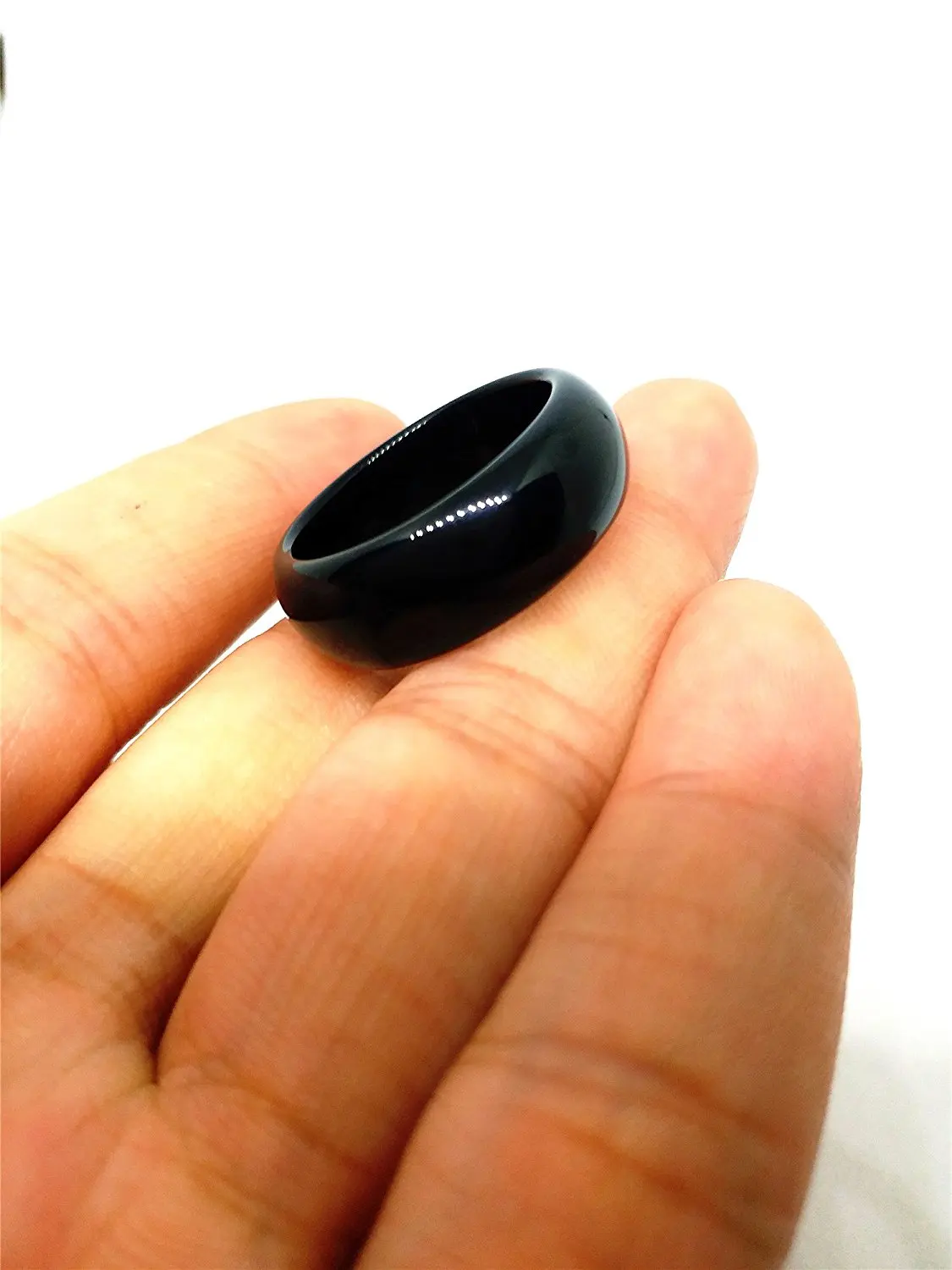 Мужские нефрит натуральный черный агат Ювелирные изделия с драгоценными камнями кольцо 19 мм