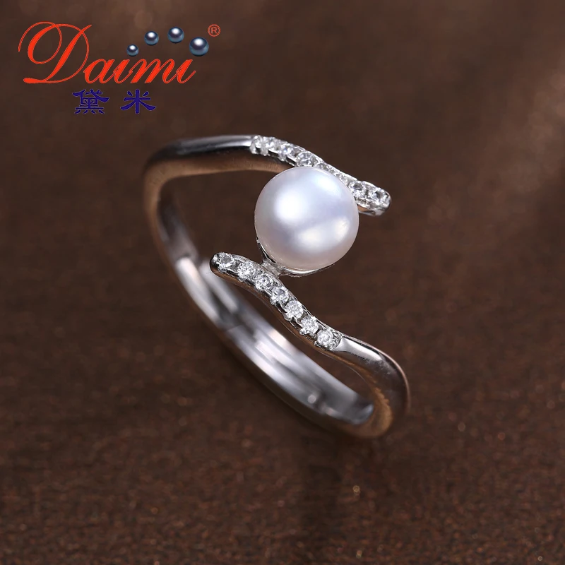 

DAIMI Silver Aquarius Ring 5-6mm Natural White Freshwater Pearl Ring Fine Constellation Ring For Women Silver 925 Jewelry