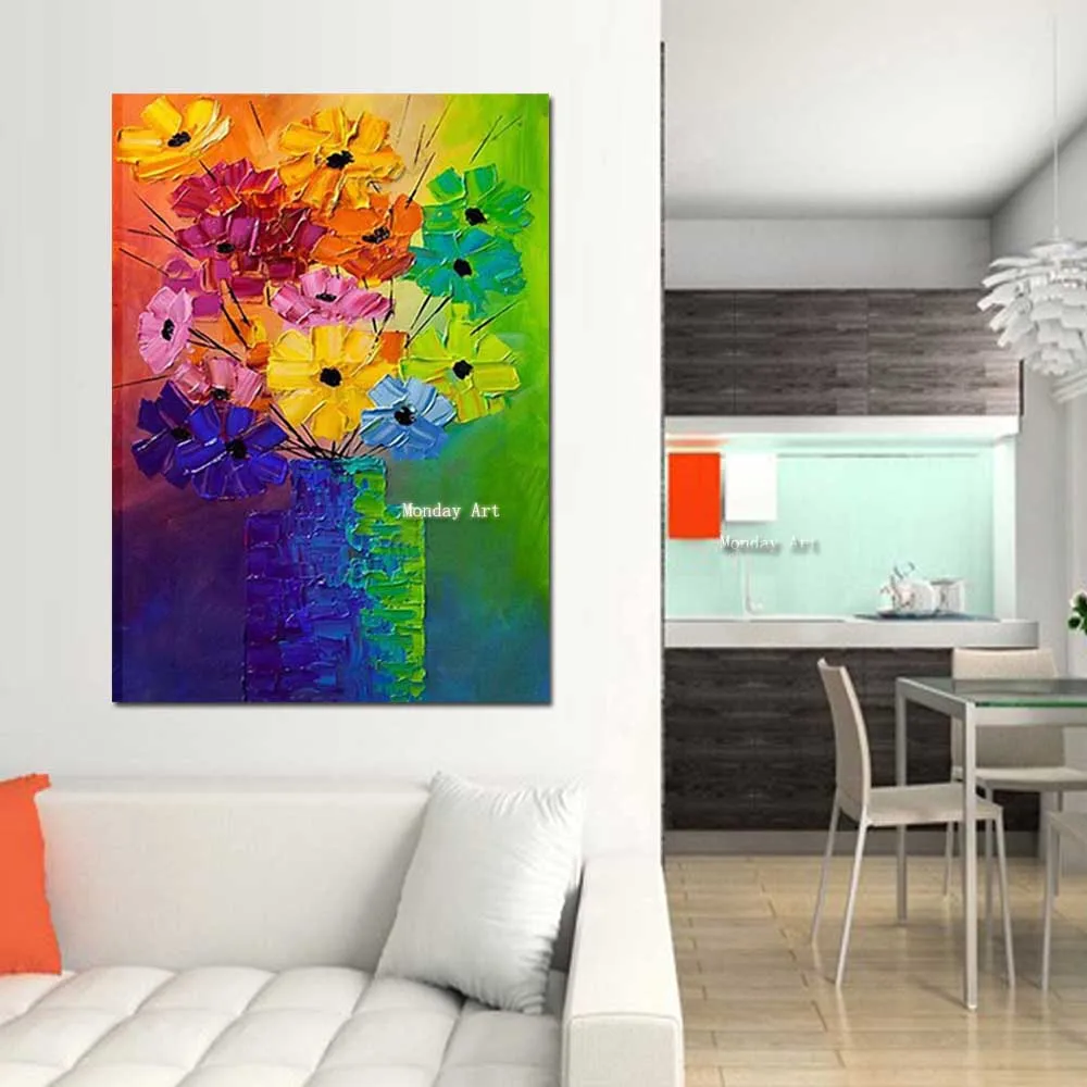 

Modern Pop Art Giclee Handmade Abstract Floral Flower Oil Painting on Canvas Poster Wall Pictures For Living Room Cuadros Decor