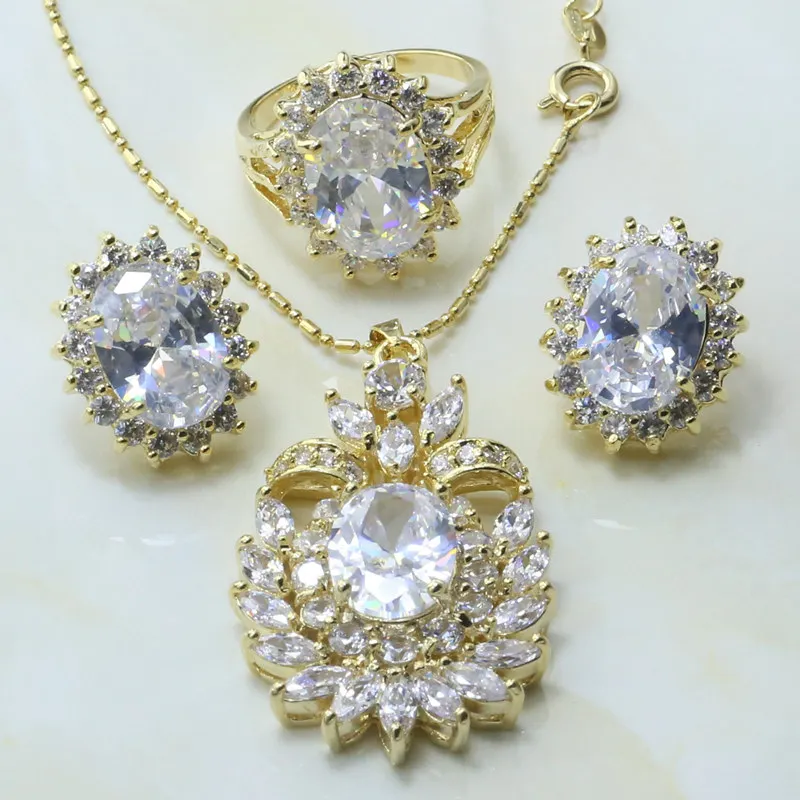 9067A 2017 Senior Women Fashion Jewelry Set Crystal Pendant Necklace