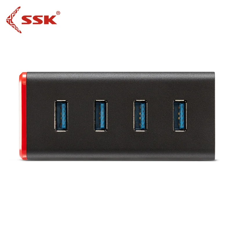 SSK 4-Порты и разъёмы Mini USB 3,0 usb концентратор переносной распределитель встроенной техники безопасности передачи Скорость 5 Гбит/с Алюминий SHU028 - Цвет: With Adapter