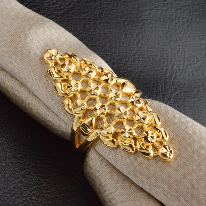 Арабское Золотое кольцо свободного размера для женщин/подростков, Ближний Восток Дубай Свадебные украшения в эфиопском африканском стиле Вечерние подарок#093806