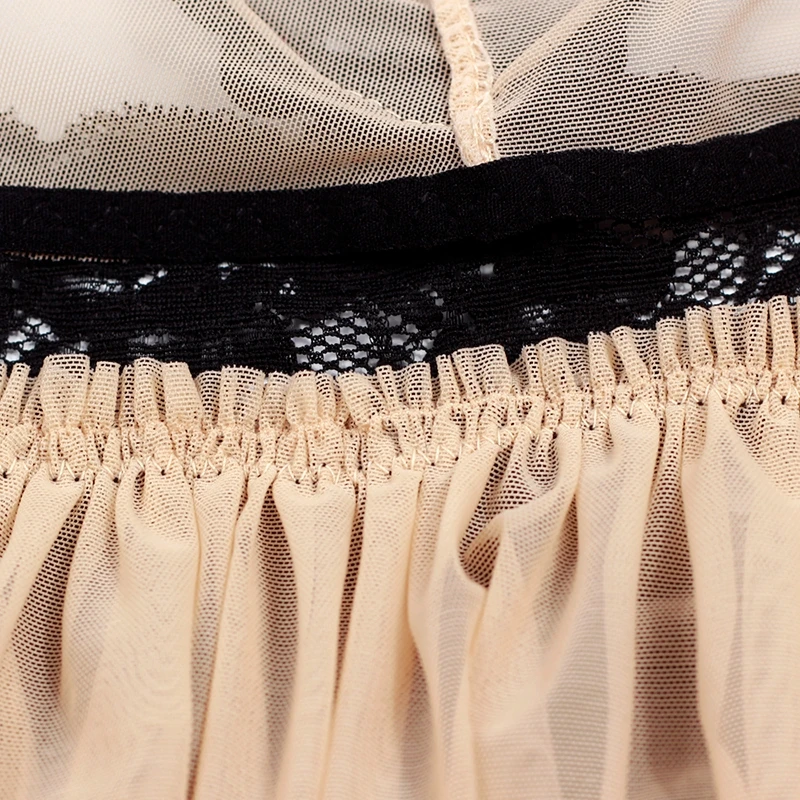 Lace Embroidery Sexy Nightgown Lady Strapless Lingerie Hot Erotic Backless Babydoll Dress + G-String Plus Size Underwear Costume