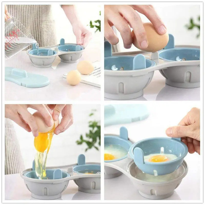 Микроволновая печь яйцо-пашот кухонная посуда двойная чашка Двойная пещера высокой емкости дизайн яйцо плита Конечная коллекция яйцо