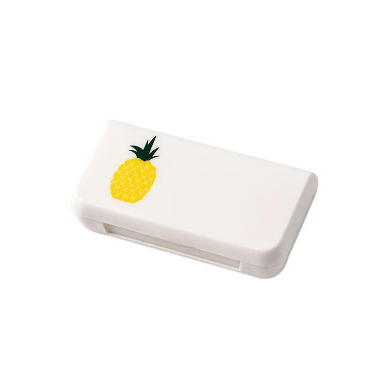 1 шт., пластиковая таблетница с рисунком, переносные медицинские витамины, коробки для хранения с тремя сетками - Цвет: pineapple