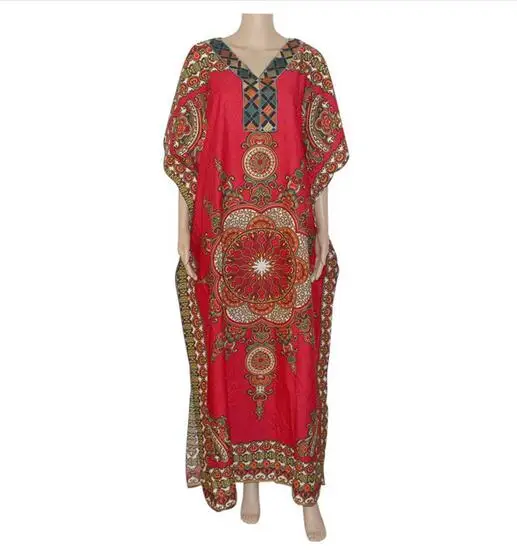 Dashikiage хлопок модные женские традиционные африканские принты Дашики вечерние размера плюс длинное платье макси платье - Цвет: red