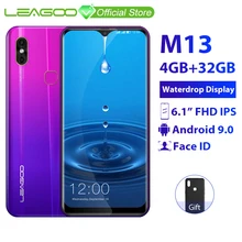 LEAGOO M13 4 ギガバイトの RAM 32 ギガバイト Rom 携帯電話アンドロイド 9.0 6.1 "水滴画面 MTK6761 クアッドコア指紋顔 Id 4 3g スマートフォ(China)