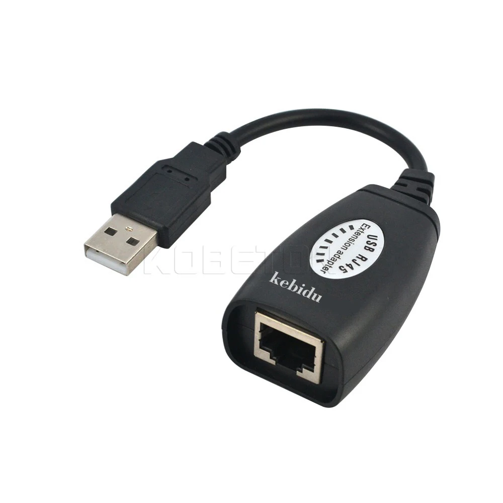kebidu USB 2.0 Extension Extender Adapter male & Female Up To 150ft Using CAT5/CAT5E/6 RJ45 Lan Network Ethernet Repeater Cable