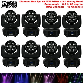 

Free Shipping 8pcs/Lot Hot Sell Mini Diamond 6x15w Led Zoom Beam Moving Head Light Good for stage DJ Disco Home