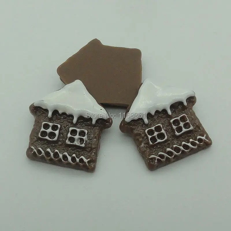 1pcs/lot resin flatback snow house 22mm Cabochons Scrapbooking Hair Bow Center DIY Christmas decration C109-4