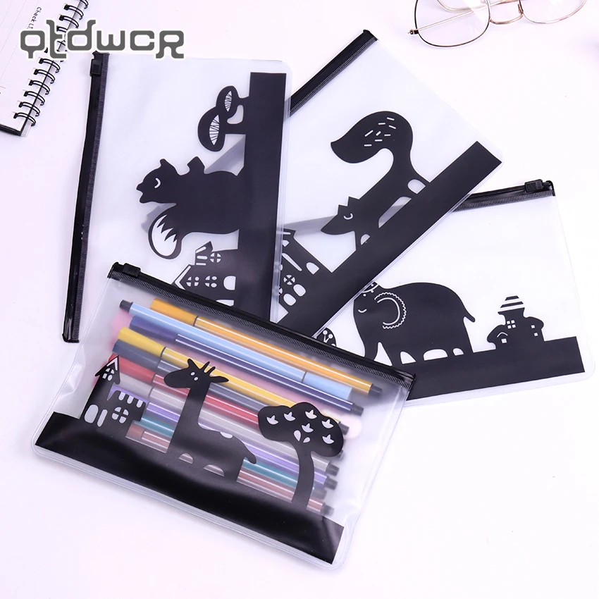 

Kawaii Animals Pencil Case Cute Transparent Scrub PVC Pencil Bag for Girls Kids Children School Supplies Stationery