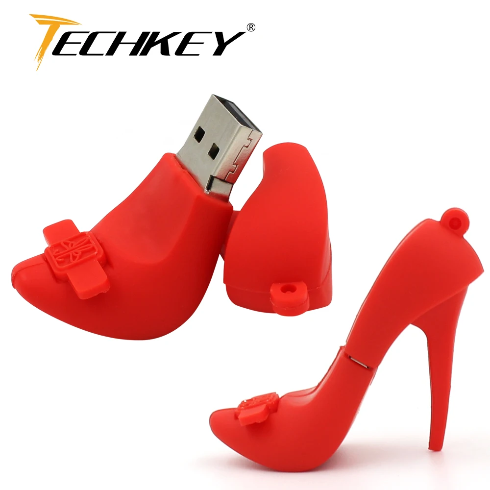 

new TECHKEY usb flash drive pen drive 64GB pendrive memory memoria cel usb stick 32GB 16GB 8GB 4GB Fashion High Heel Gift u disk