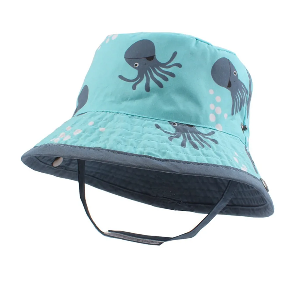 Octopus Baby Bucket Hat Infant Toddler Kids Boys Girls Summer Sun Protection Caps High Quality Cotton Bonnet with Chinstrap Stay On (3)