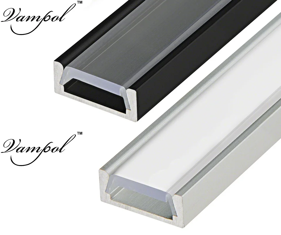 

Vampol Lanpshade holders customized length Aluminum Channel for surface mounted flash line LED strip lights with Opal Cover