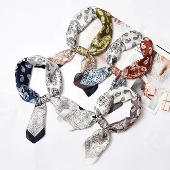 

2019 retro color matching small scarves wild fresh simple silk scarf fashion casual scarf ladies small scarf wild strap bag