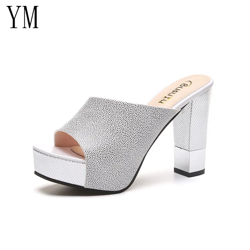 Fashion Summer Women Elegant Pink High Heel Sandals Peep Toe Platform Shoes Sexy Crystal Chunky Heel Shoes Lady Thick Heel 34-39