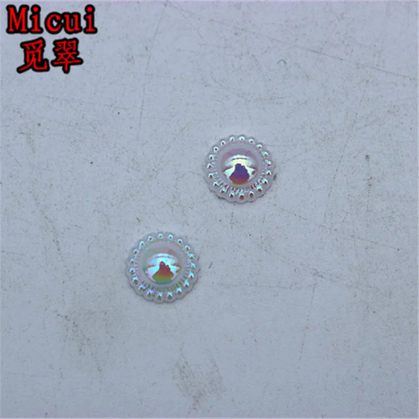Micui 200 шт 8 мм AB белая круглая акриловая Форма в виде цветка Стразы с плоским основанием для украшения для одежды ювелирные аксессуары ZZ59C