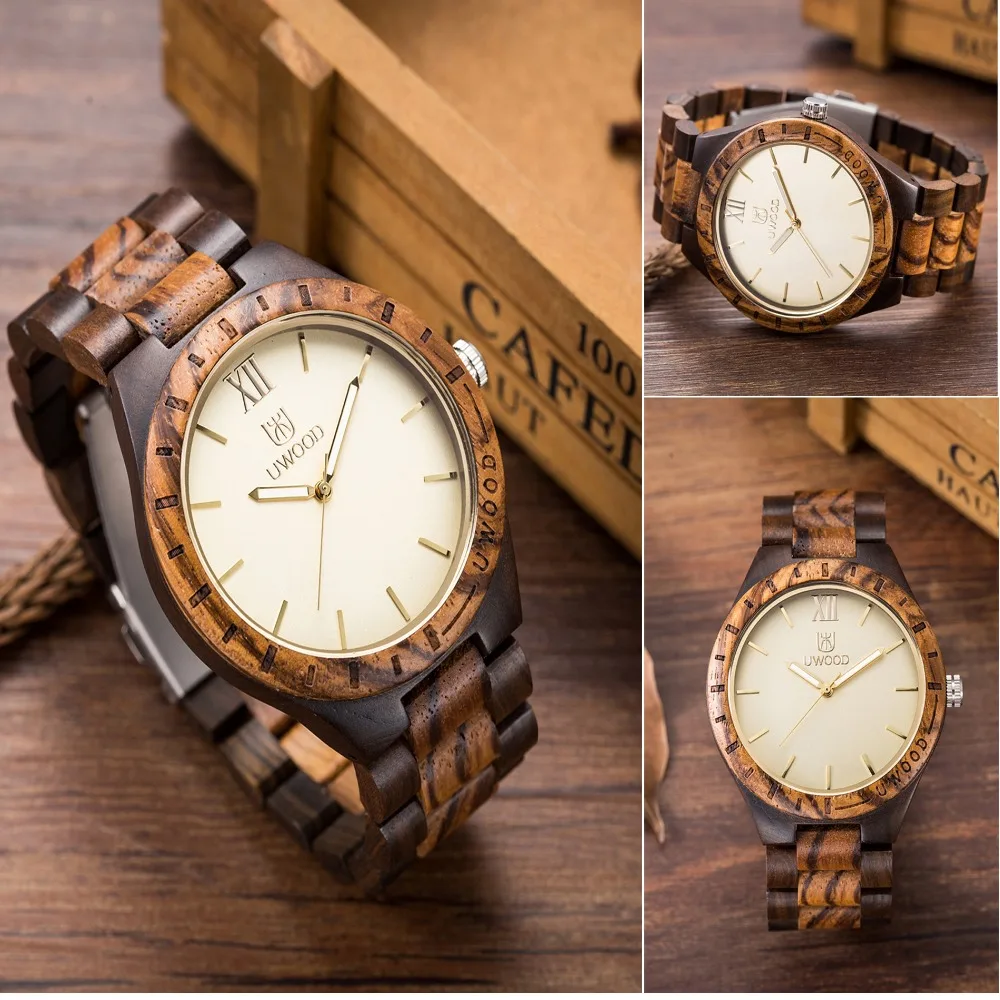 uwood luxury natural wood wristwatch for men fashion christmas lamp post decoration