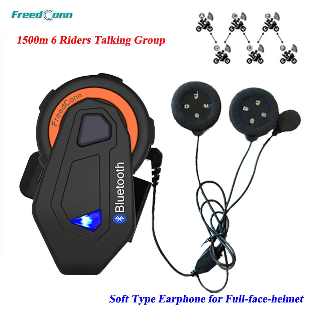 

FreedConn T-MAX Intercom Motorcycle Helmet 6 Riders Group Intercom Headset Bluetooth Walkie-talkie Interphone with Soft Earphone