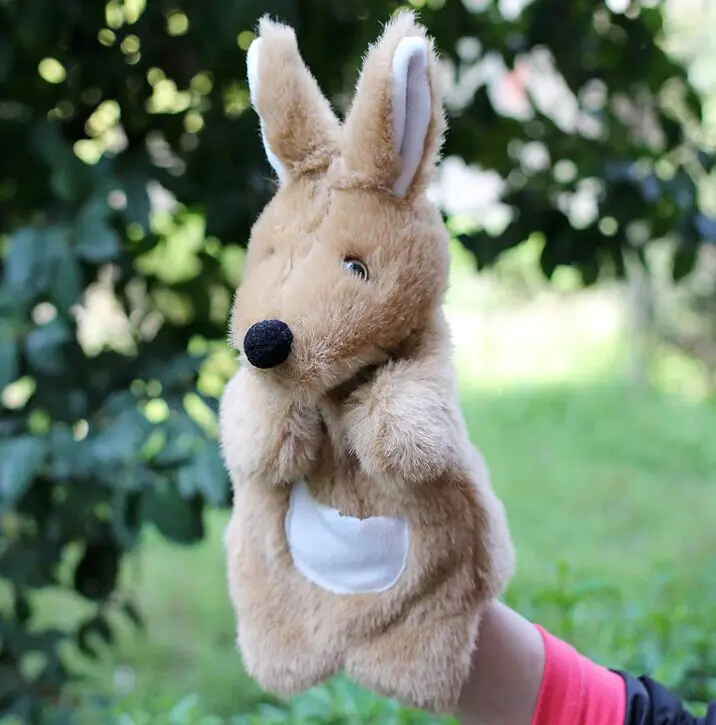 28CM Puppet toy kangaroo Large animal puppet kangaroo baby plush hand puppet toys for baby kids