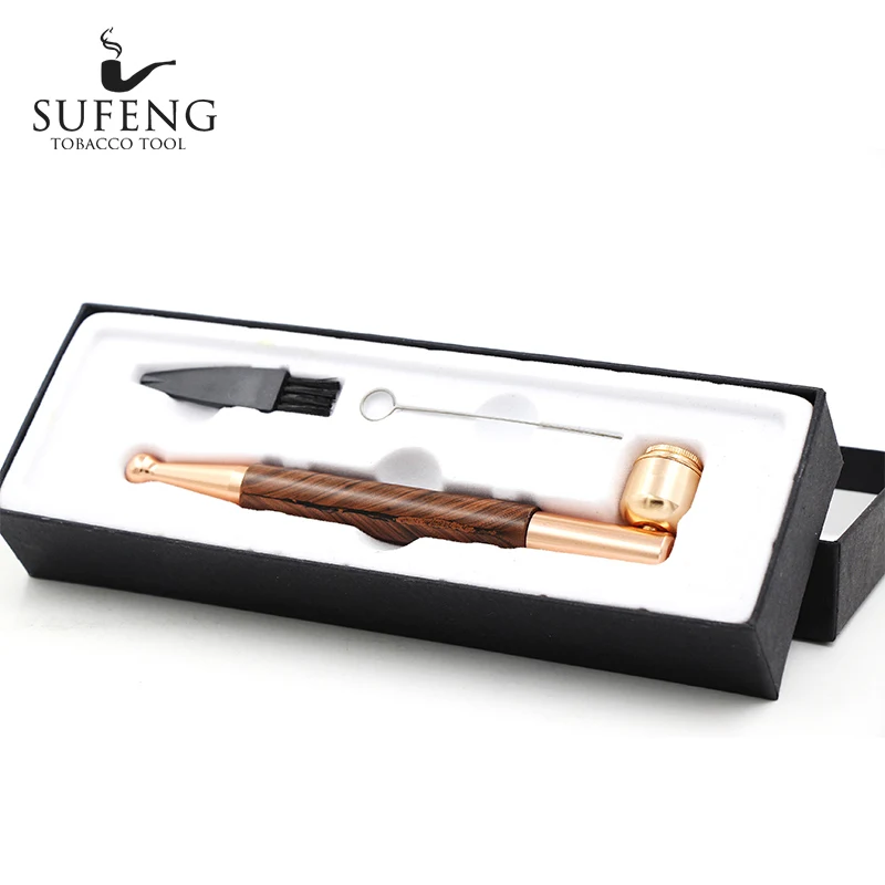 

New type of metal 145mm simple long tobacco pipe wood grain creative patchwork popular tobacco pipe easy to carry, free delivery