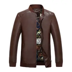 Kuyomens Новая мода Для мужчин толстые кожаные куртки jaqueta couro Повседневное мужские кожаные куртки и пальто брендовая мотоциклетная куртка