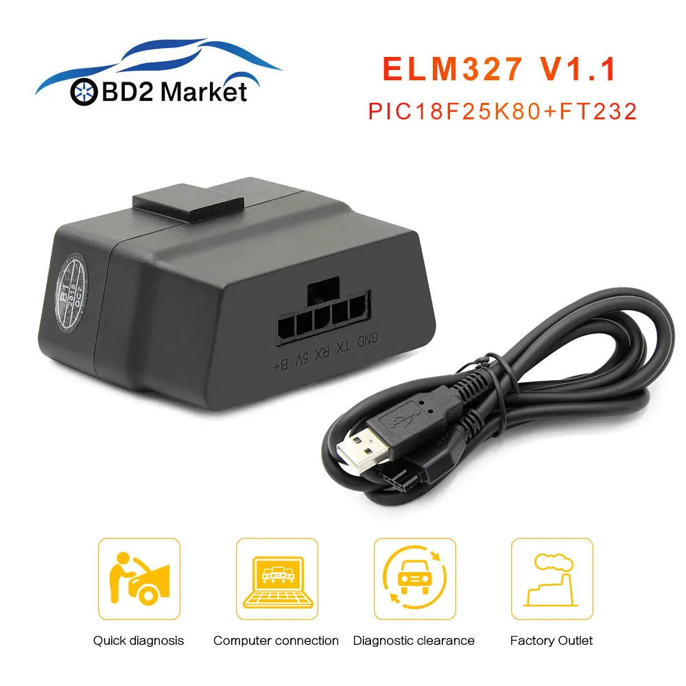 ELM327 V1.1 USB с PIC18F25K80 FT232 чипы OBD OBD2 инструмент диагностики obd2 читателя кода лучше чем