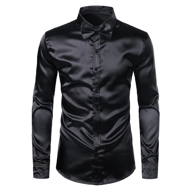 mens slim fit silk shirt