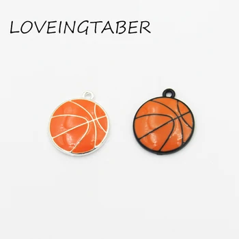 

( Choose Color First ) Wholesale 21mm 30pcs/lot Full Enamel Basketball Small Charms Pendants