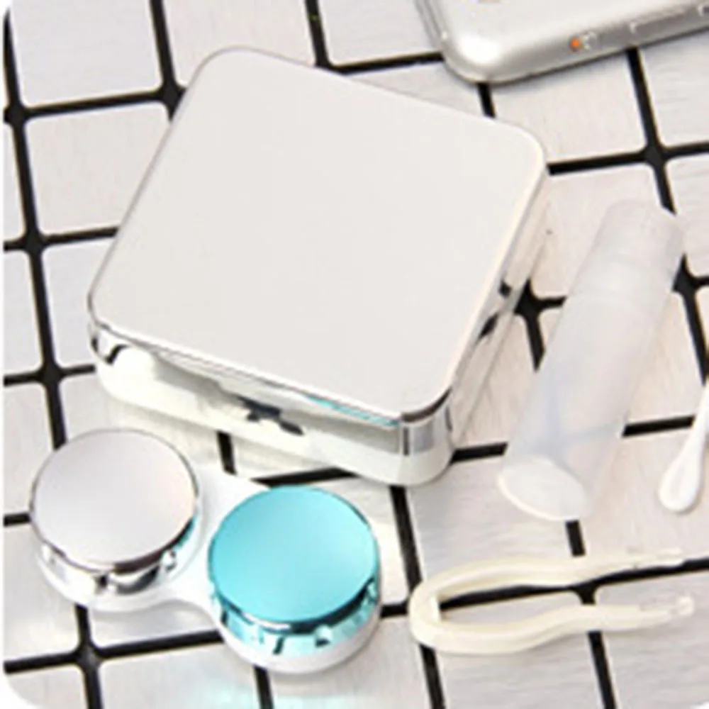 Colored Contact Lens Case With Mirror Women Colored Contact Lenses Box Eyes Lens Container Box Lovely Travel Kit