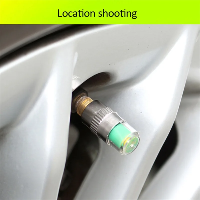 

Car Tire Pressure Monitor Car Auto Accessories 4PCS 2.3Bar Valve Stem Caps Sensor Indicator Eye Alert Diagnosti