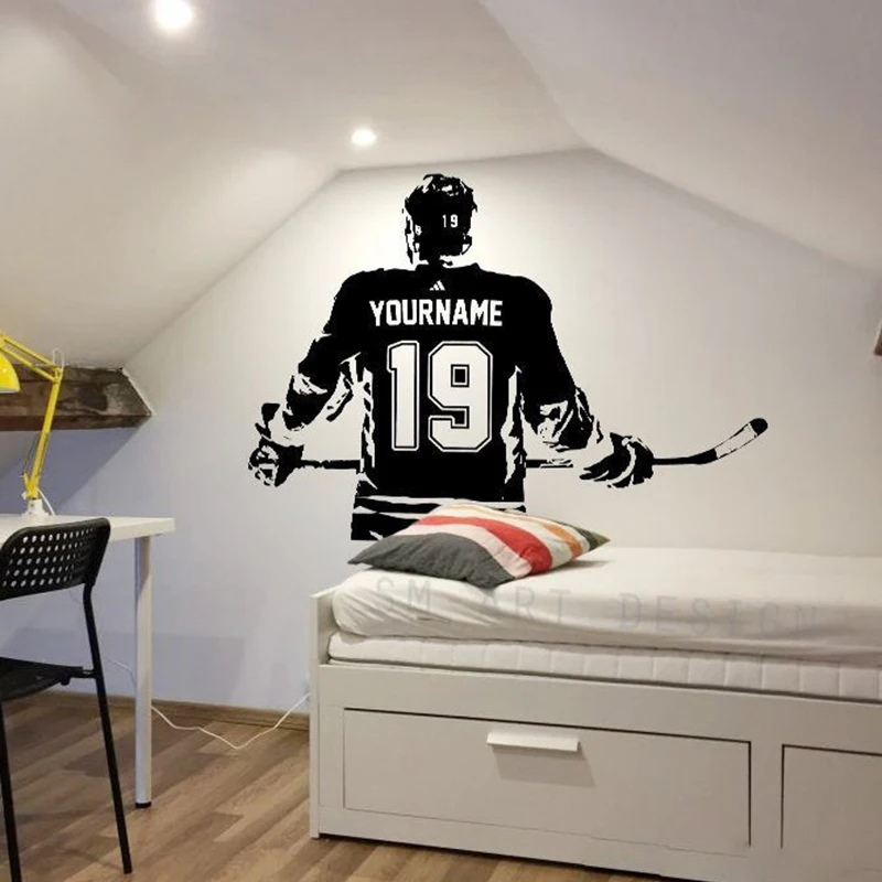 

Hockey Wall Art - Custom Name Hockey Decal Hockey Wall decor - Ice Hockey vinyl sticker - Choose Name and Jersey Numbers A1-047