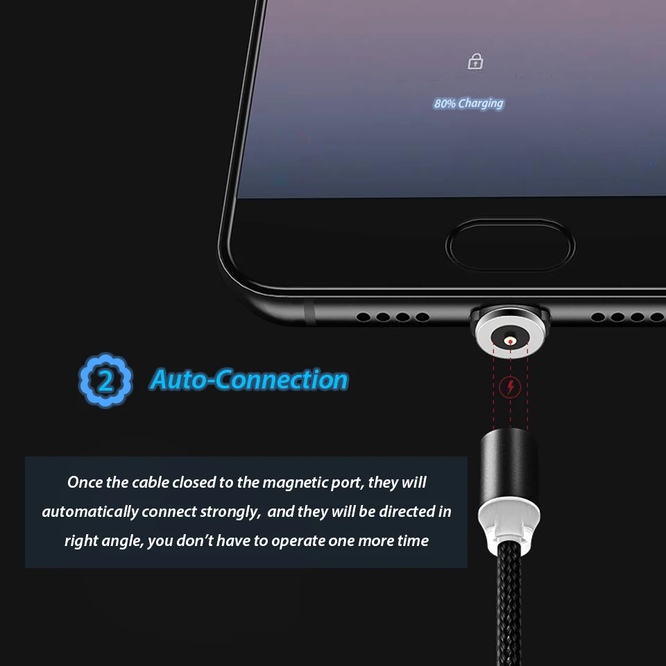 Зарядный кабель Magnetico USB Type C 1 м/2 м для Samsung Galaxy A5/A7/A3 2017 S8 S9 Plus магнитный штекер