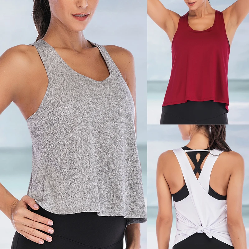 

New Fitness Women yoga Sport Vest Loose Sleeveless Gym Tank Top Girls Running Shirt Training Waistcoat Jogging Sport Vest Summer