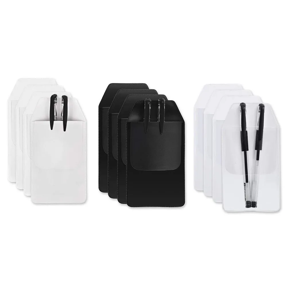 

XRHYY 12Pcs Select Shirt Pocket PVC Heavy Duty Pen Pointer Card Note Badge Protector Hold For School Hospital Office Supply