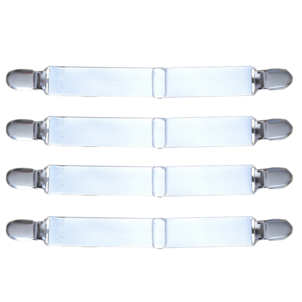 8 Pieces 2-Heads White Bed Sheet Holder Strap Clip Blankets Sheet Gripper Garter