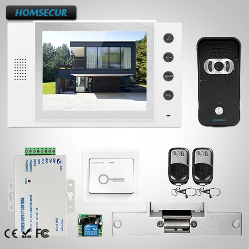 

HOMSECUR 8" Video&Audio Smart Doorbell Electric Strike Lock Set Included TC021-B + TM801-W