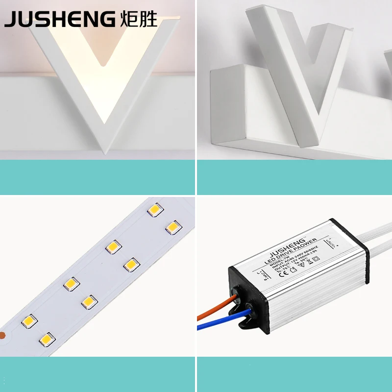 JUSHENG V shape Белый светодиодный крепеж для настенных светильников Современный топ