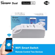 Sonoff двойной 2CH Wifi переключатель с двумя лампами управления светодиодный пульт дистанционного управления Wifi переключатель управления двумя устройствами умный беспроводной переключатель работает с Alexa