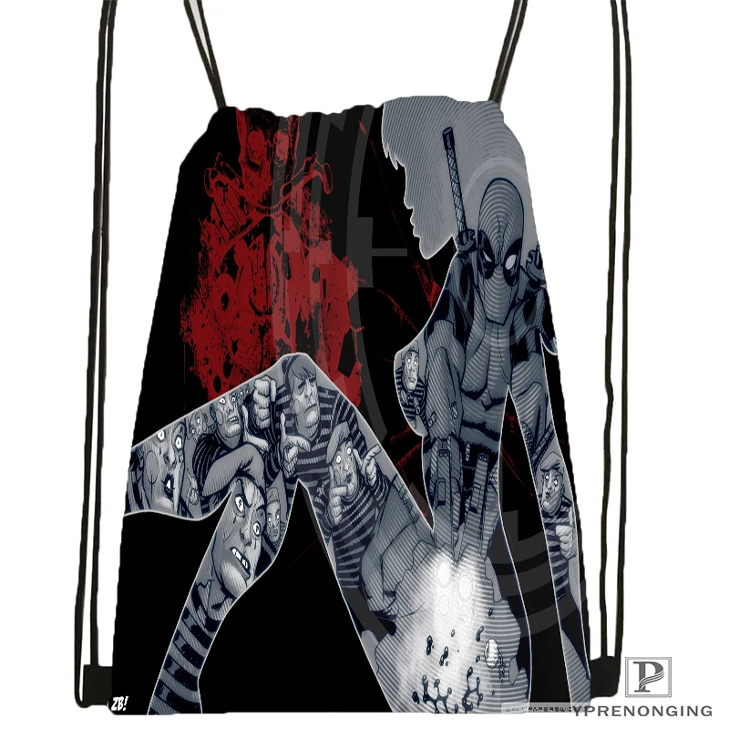 Пользовательские Дэдпул Marvel Comics Drawstring сумка-рюкзак милый рюкзак дети сумка(черный назад) 31x40 см#180531-02-32