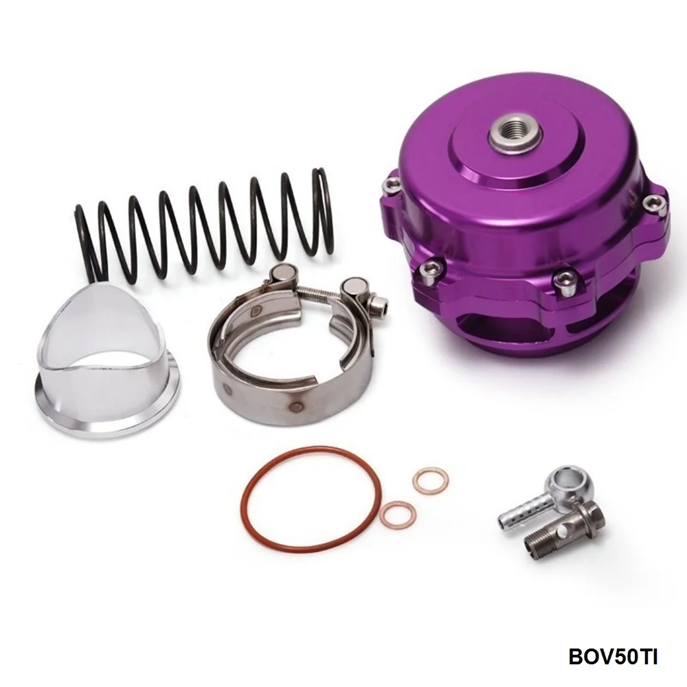 Universal Jdm 50mm V Band Blow Off Valve BOV Q Typer w/ Weld On Aluminum Flange with logo  EP-BOV50TI
