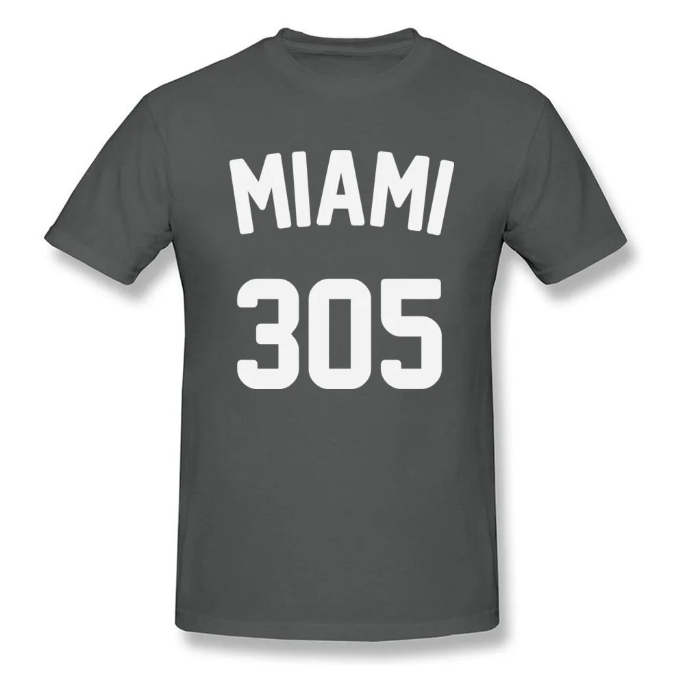 Miami 305 Men 2018 Fashion Tops Shirts Crewneck Summer Fall 100% Cotton T-shirts Simple Style Short Sleeve Clothing Shirt Miami 305 carbon