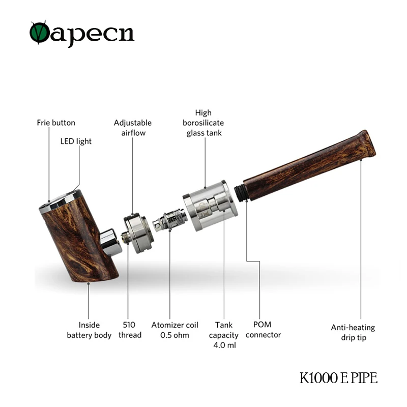 

Original Kamry K1000 Plus E-Pipe kit 30W smoking Pen 4.0ml Atomizer Sigarate box mod 1100mAh e Pipe Electronic Cigarette Hookah
